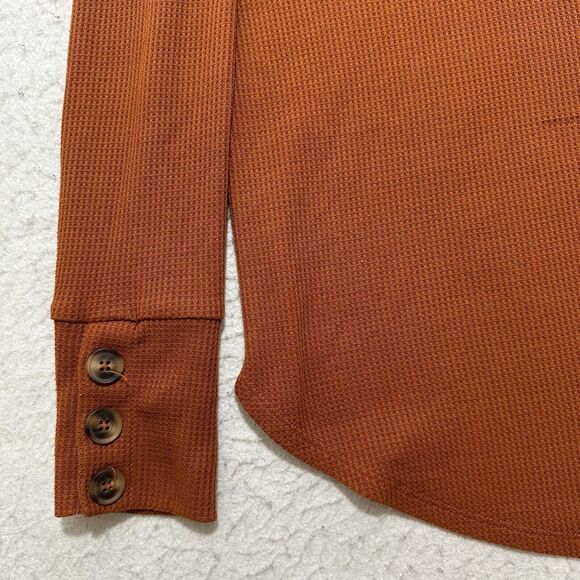 LuLaRoe Round Hem Women's Medium Burnt Orange Cowlneck Waffle Knit Sweater - Picture 6 of 13
